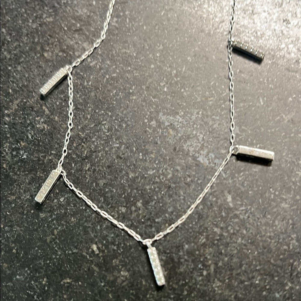 Sterling Silver Bar Pendant Necklace in Silver